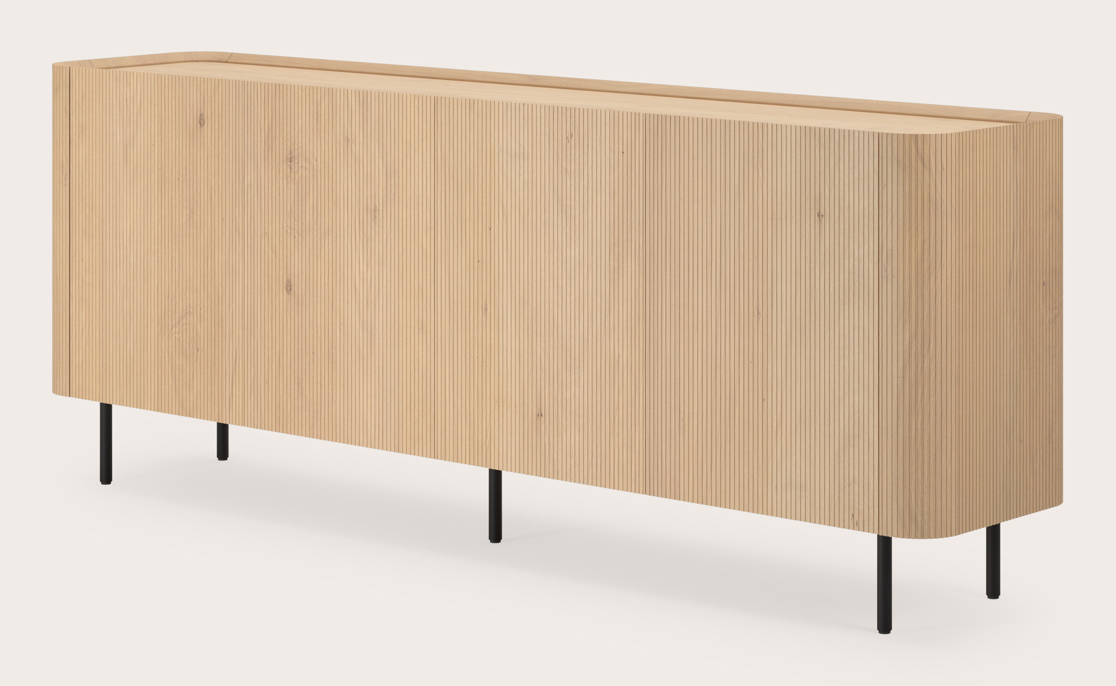 Grivato dressoir in natuurkleurige eik met ronde poten 219 x 45 cm