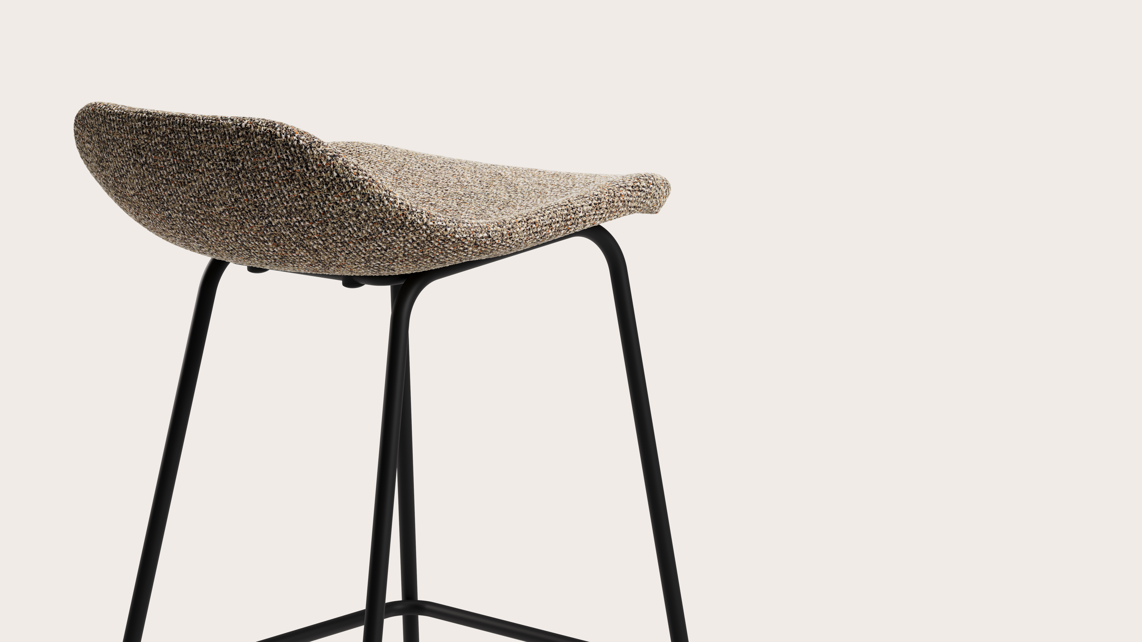 Vasco tabouret de bar basse en métal noir avec assise en Fresco tissu Wenge