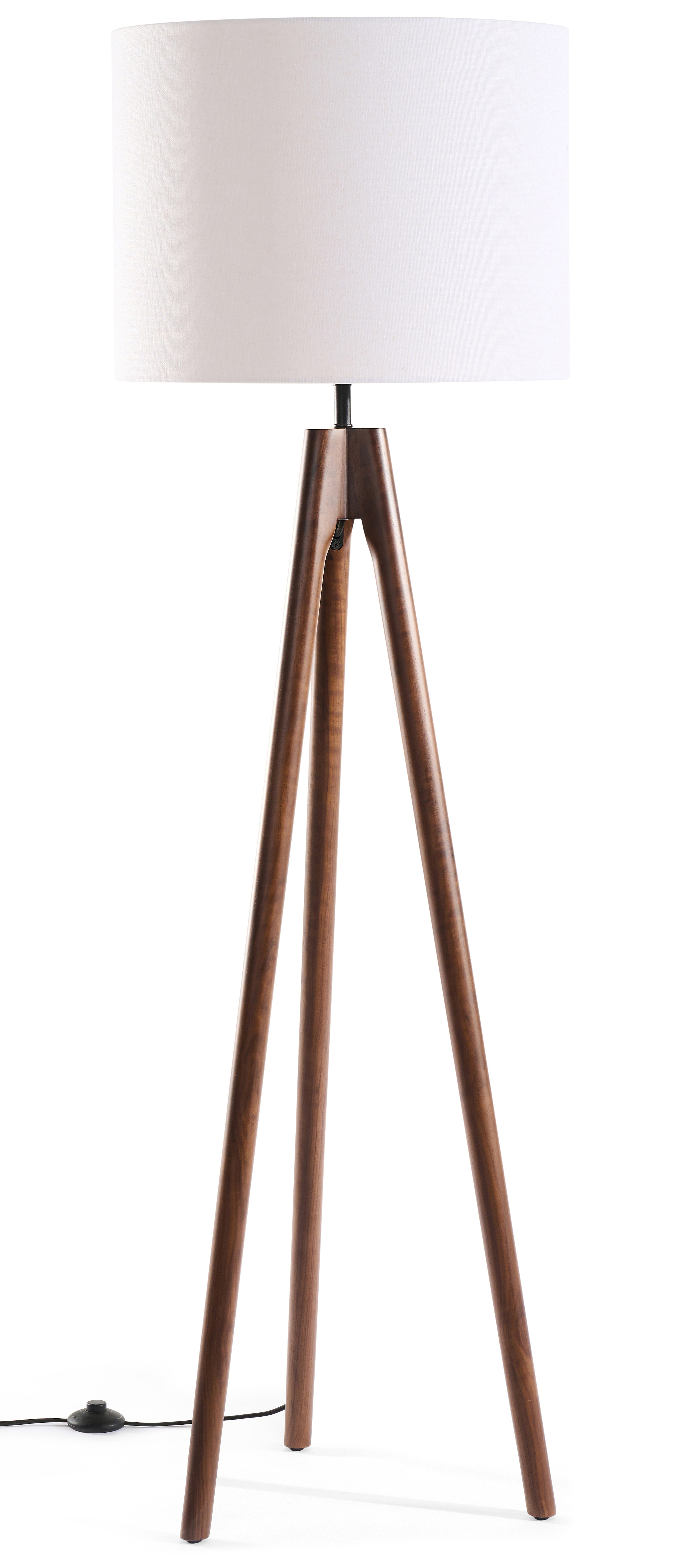 Staande lamp Trepunto in walnoot met Giro lampenkap in Livigno stof in kleur Egg White