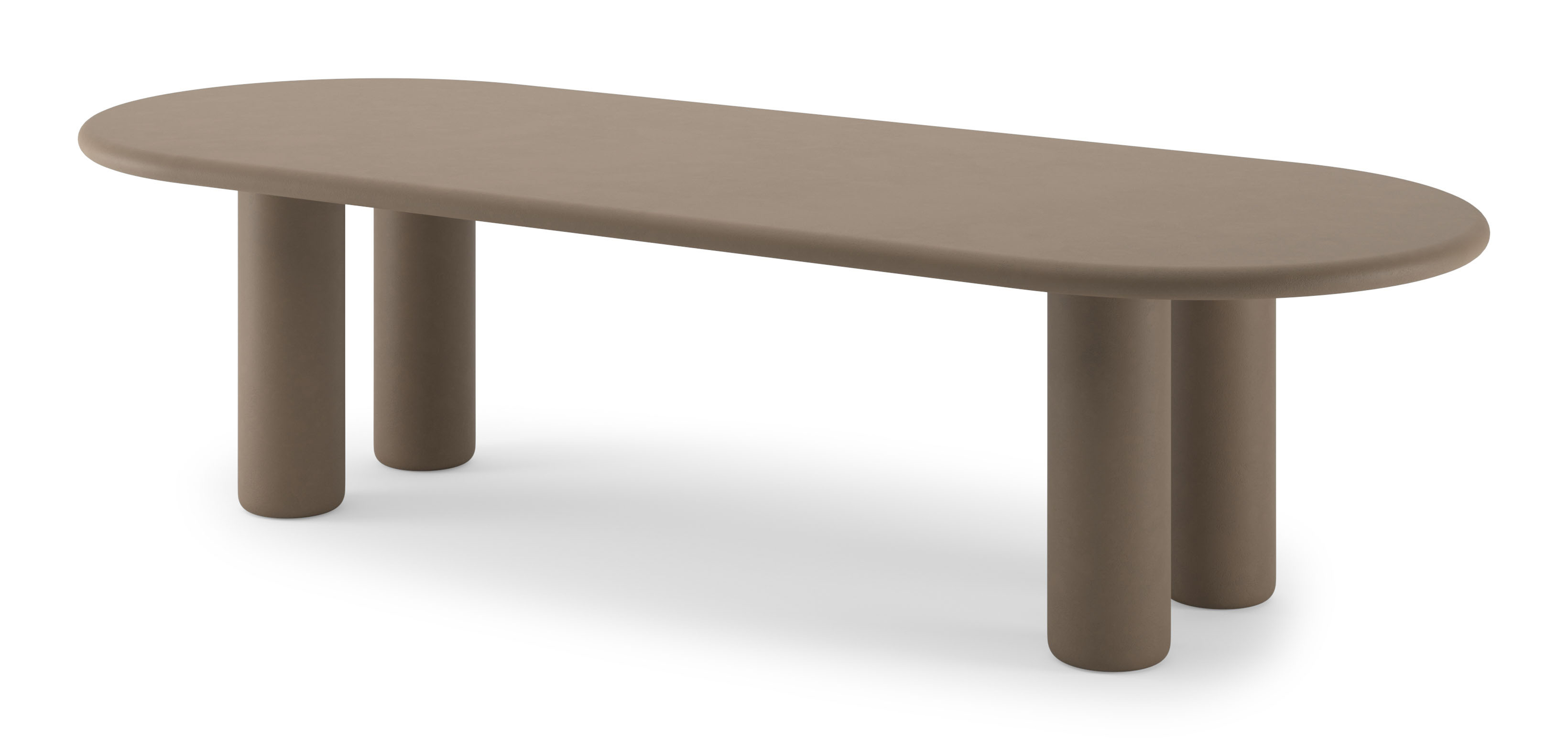Eettafel Artisano met plat ovaal Artisano blad in Claylime kleur Desert