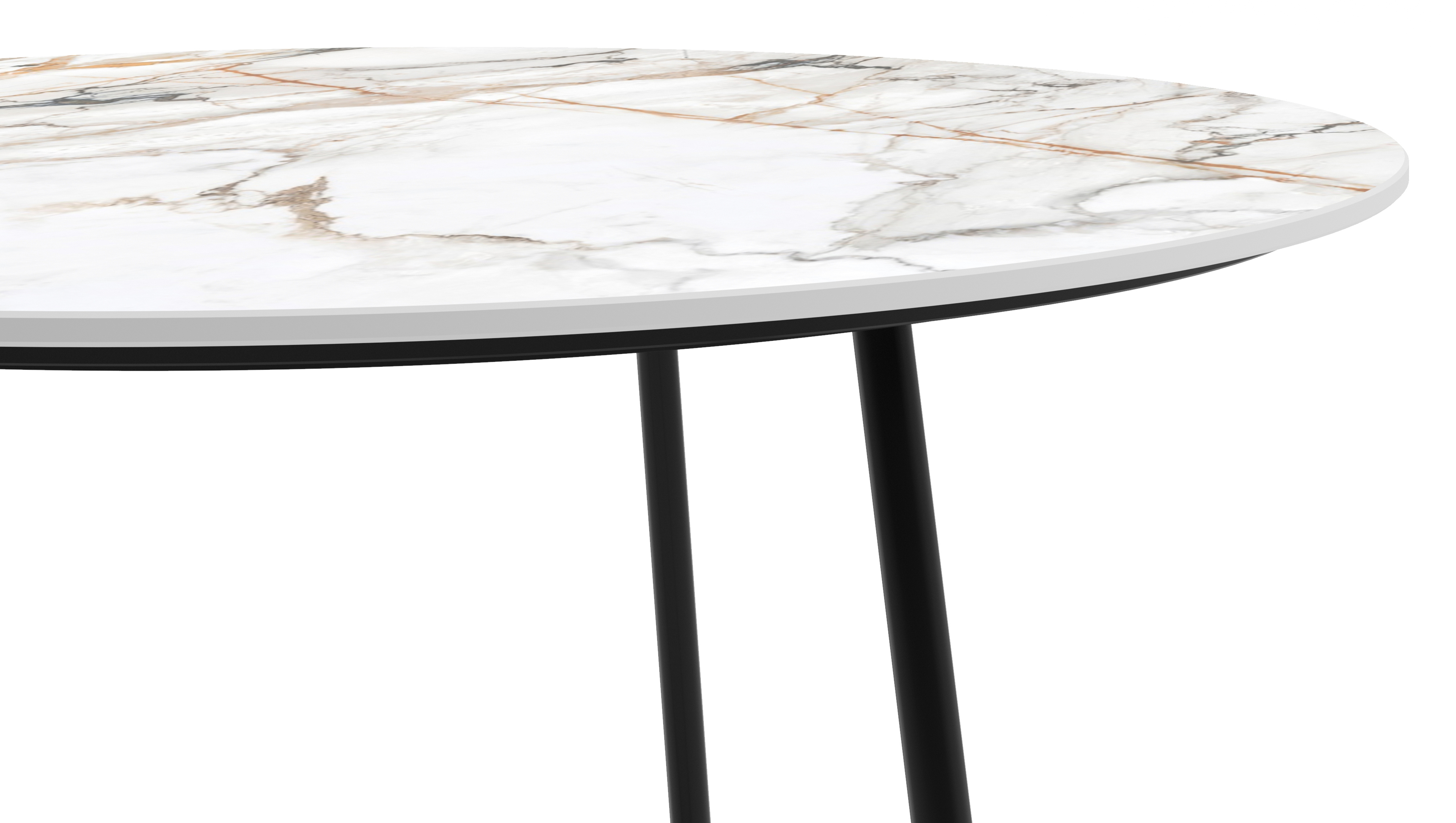 Table d'appoint Marzo armature métal noir avec plateau de table Ceramo en céramique couleur Calacatta Luxe