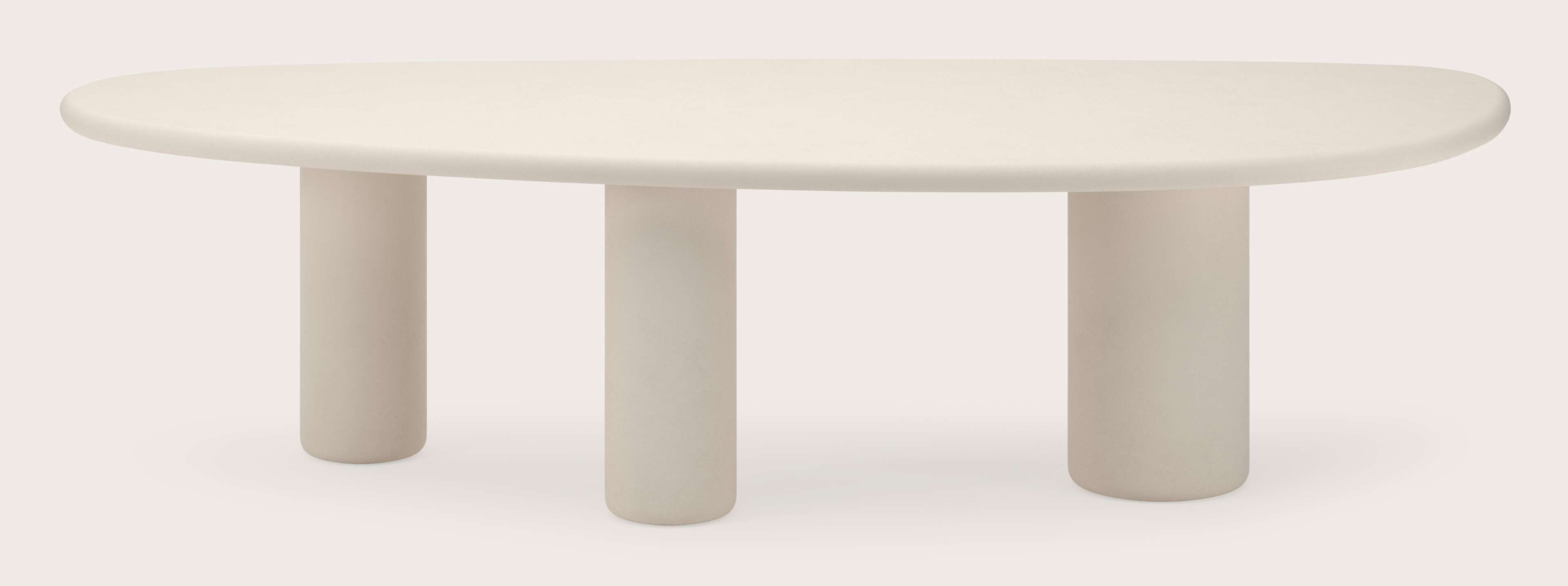 Eettafel Artisano met rockvormig Artisano blad in Claylime kleur Eggshell