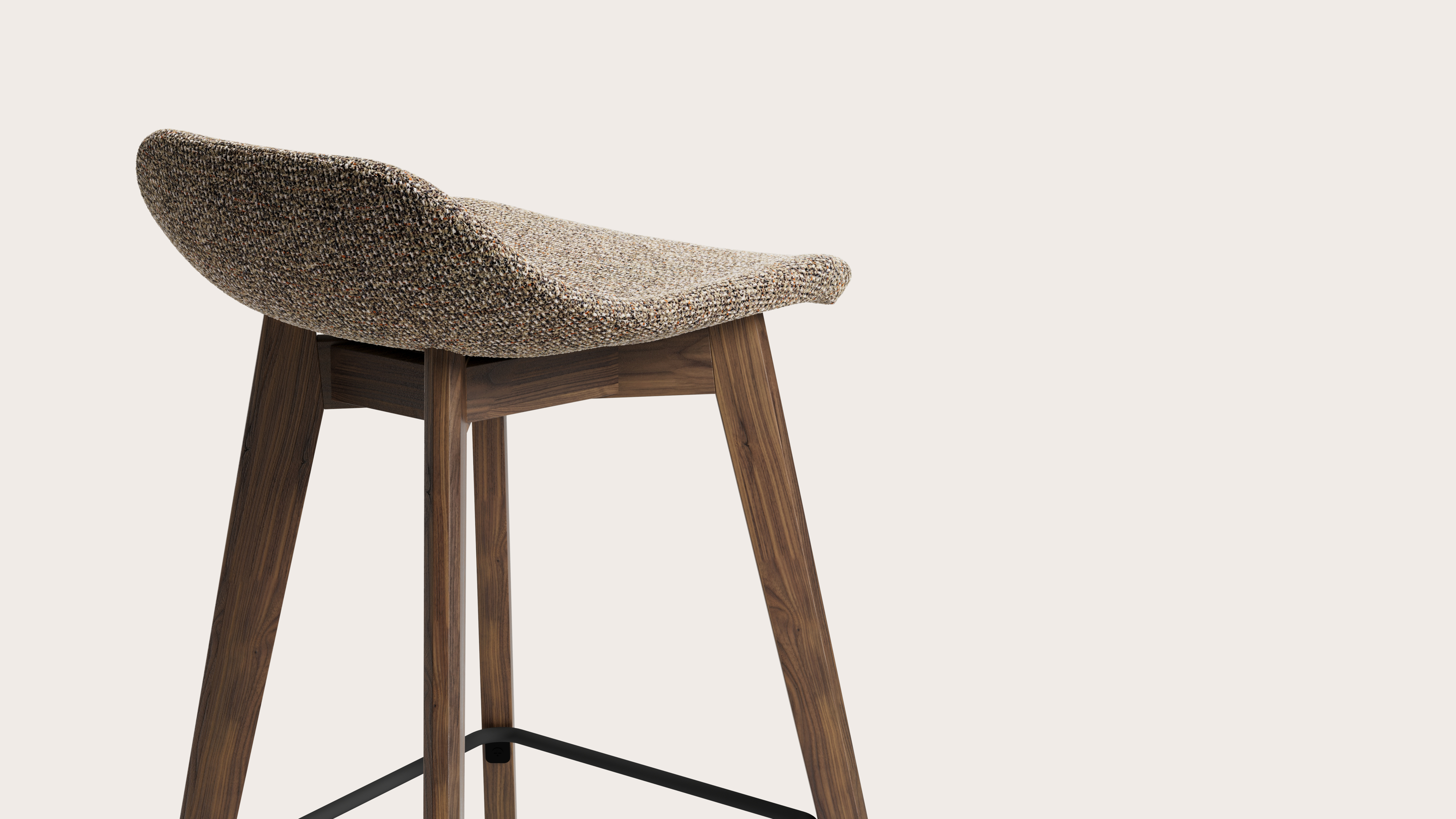 Vasco tabouret de bar basse en noyer avec assise en Fresco tissu Wenge