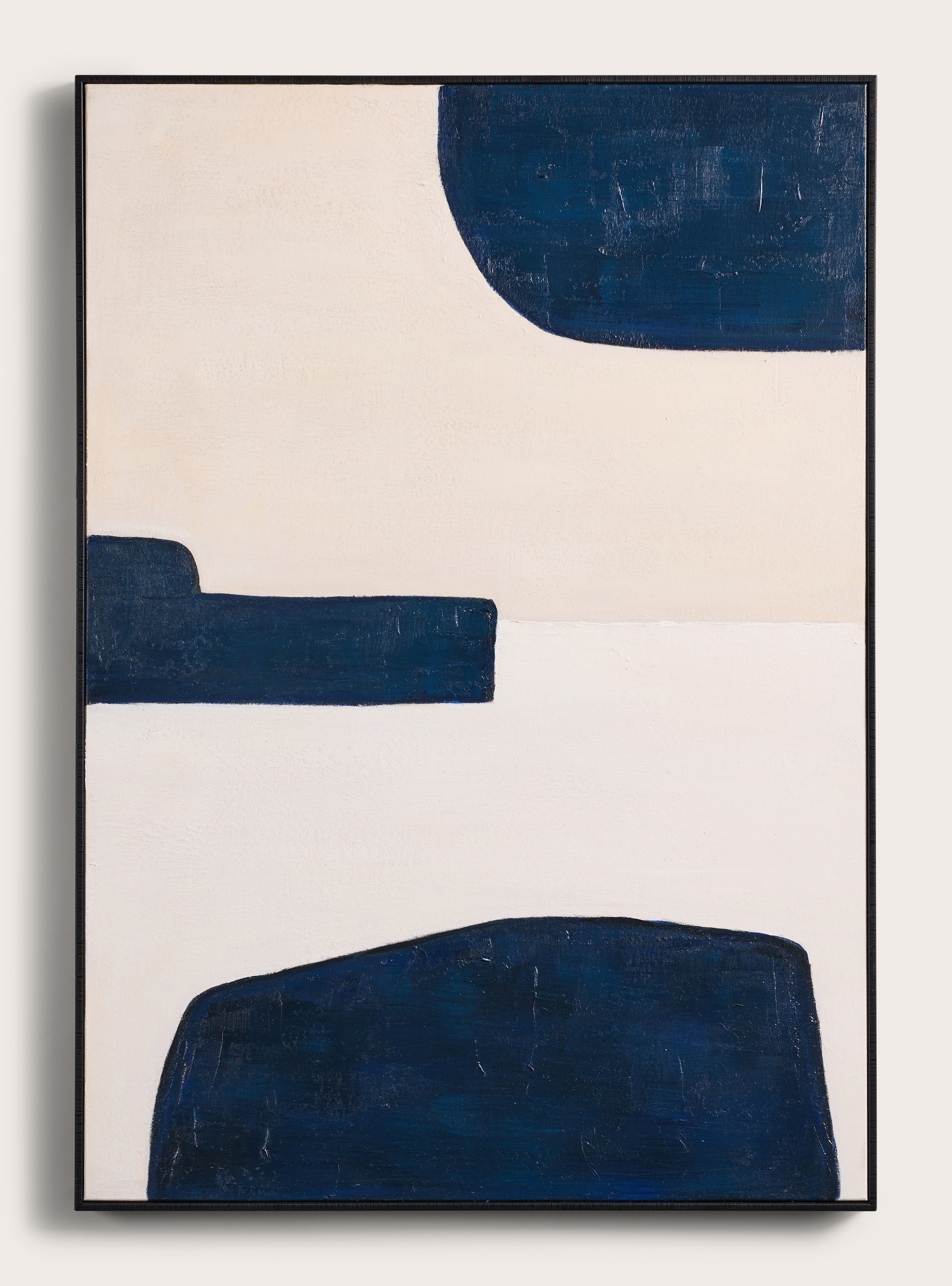 Macchia peinture sur toille noire/ecru 70x100cm