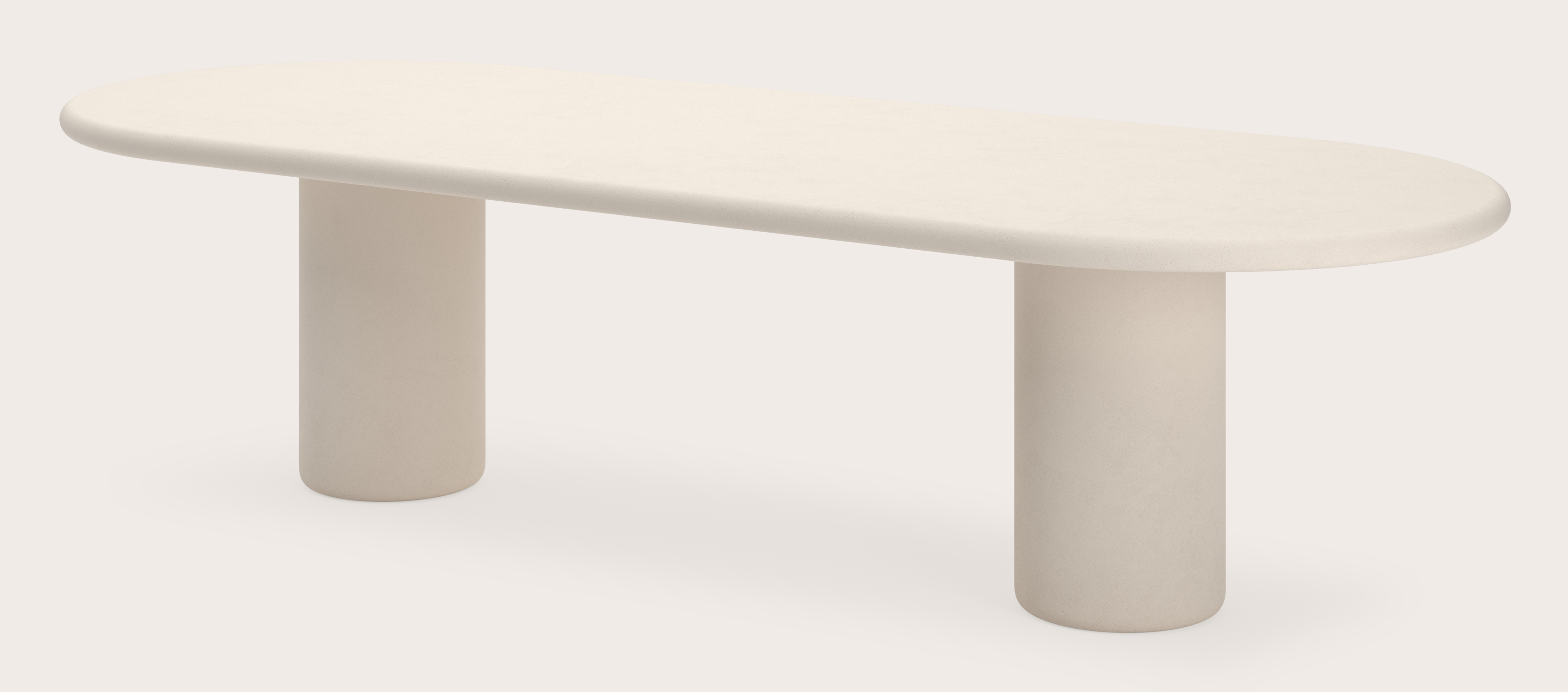 Eettafel Artisano met plat ovaal Artisano blad in Claylime kleur Eggshell