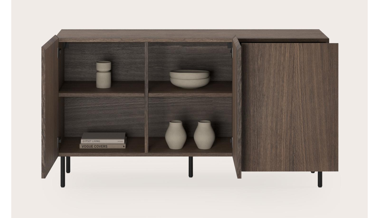 Grivolo dressoir in gerookte eik met ronde poten 149 x 45 cm
