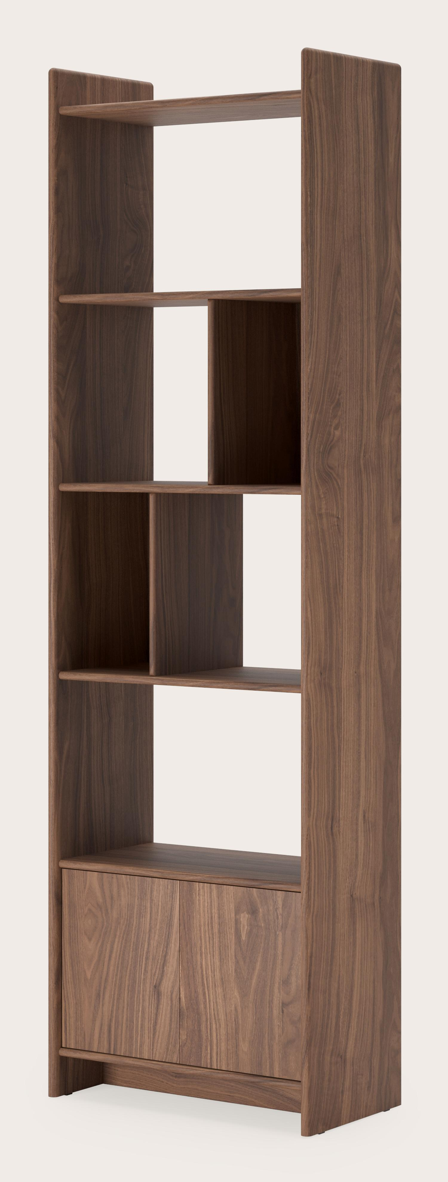 Etagère Librato en noyer avec portes 65 x 36 x 212 cm