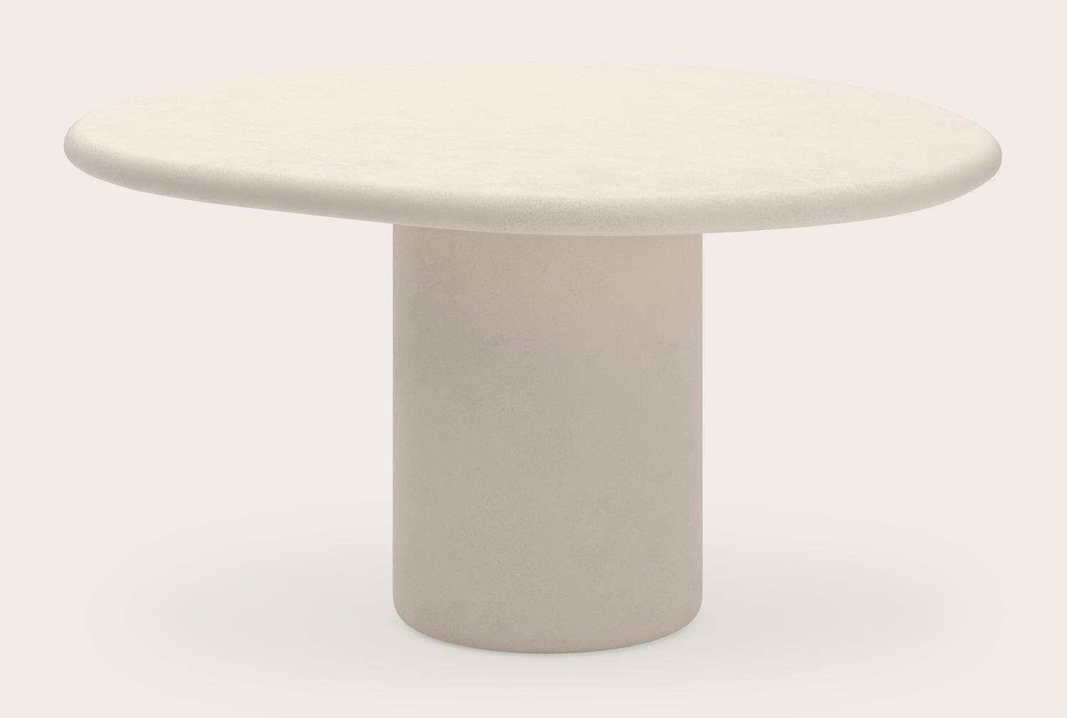 Eettafel Artisano met pebblevormig Artisano blad in Claylime kleur Eggshell