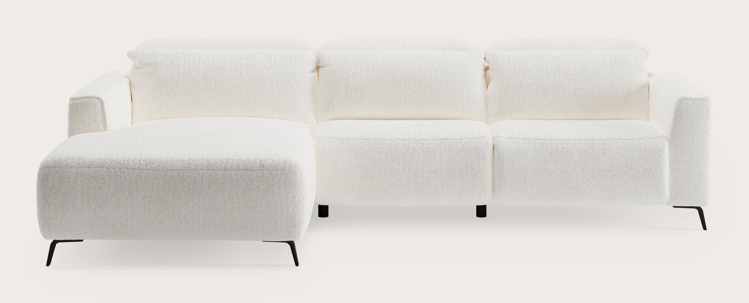 Monza elektrische hoekzetel 4,5-zit in Poco stof White