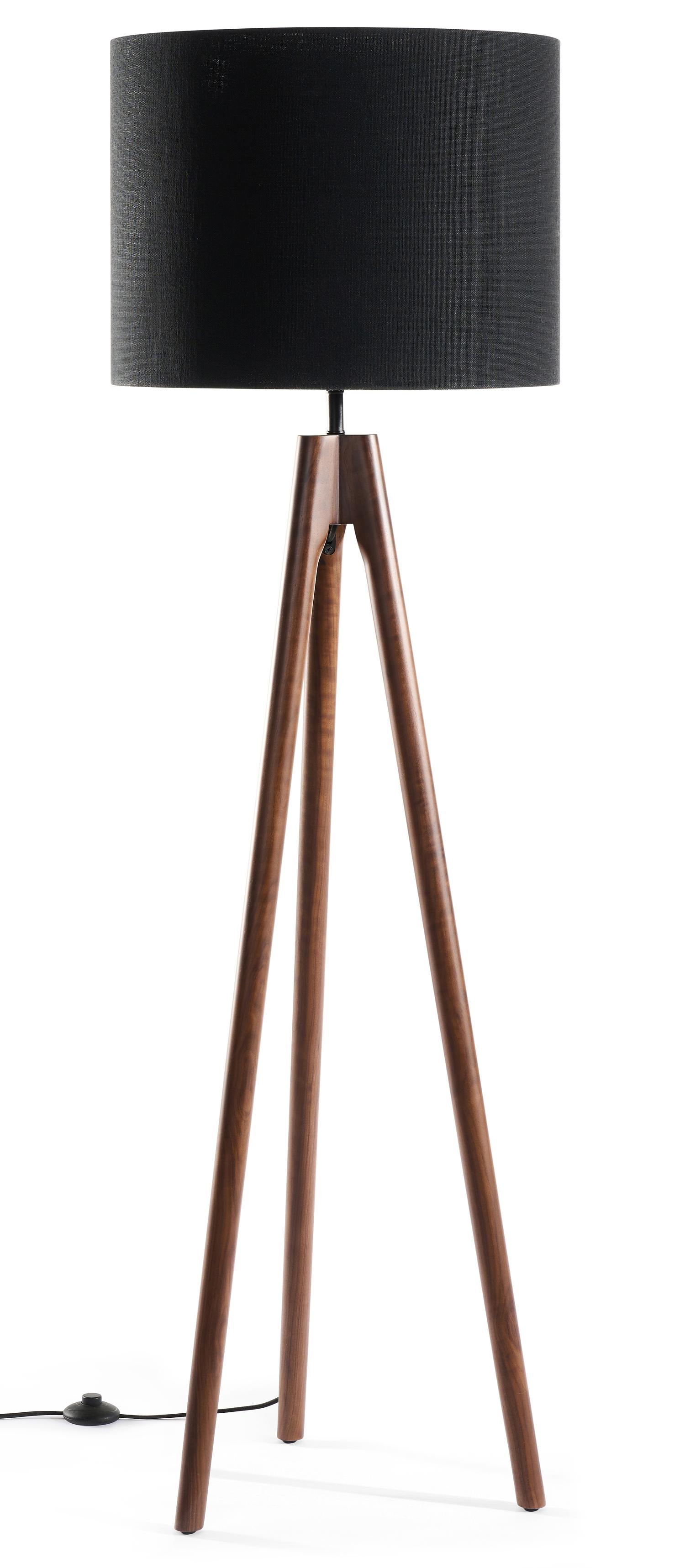 Lampe à poser Trepunto en noyer avec abat-jour Giro en Livigno tissu en couleur Black