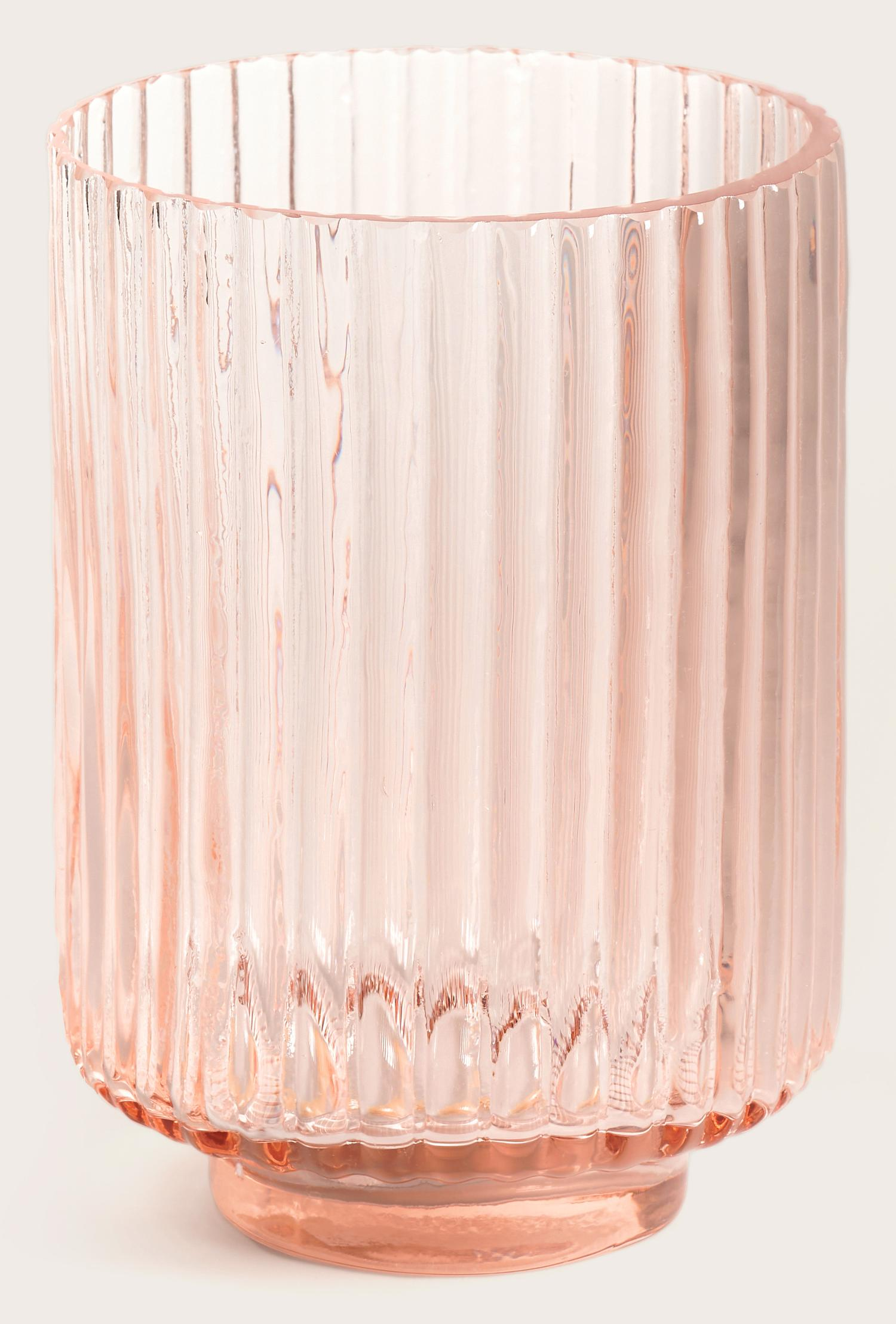 Tribeca vaas geribbeld glas Peach Ø12xH18cm