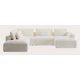 Canapé d'angle U 6 places avec extrémité ouverte gauche et chaise longue long droite (+coussin)