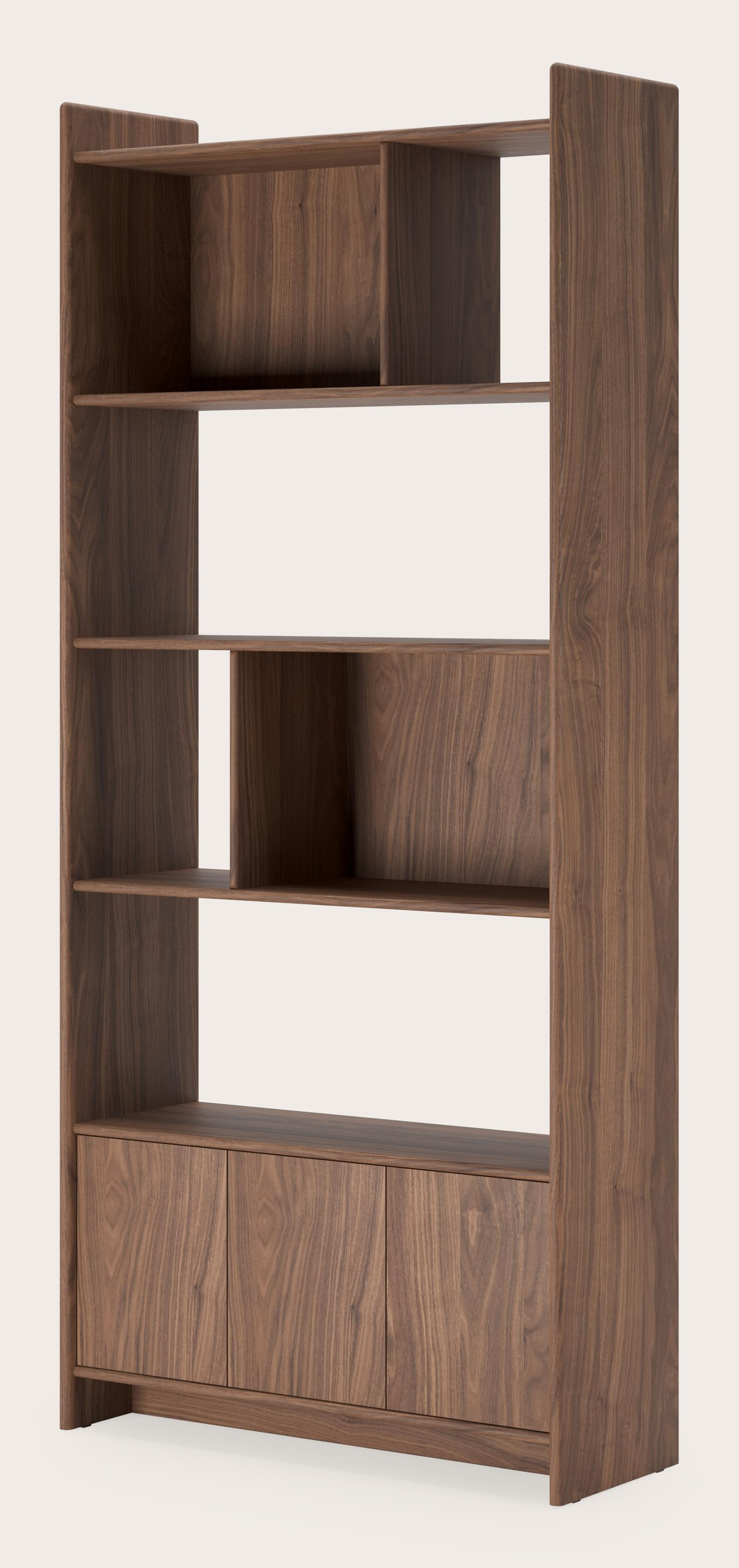 Etagère Librato en noyer avec portes 95 x 36 x 212 cm