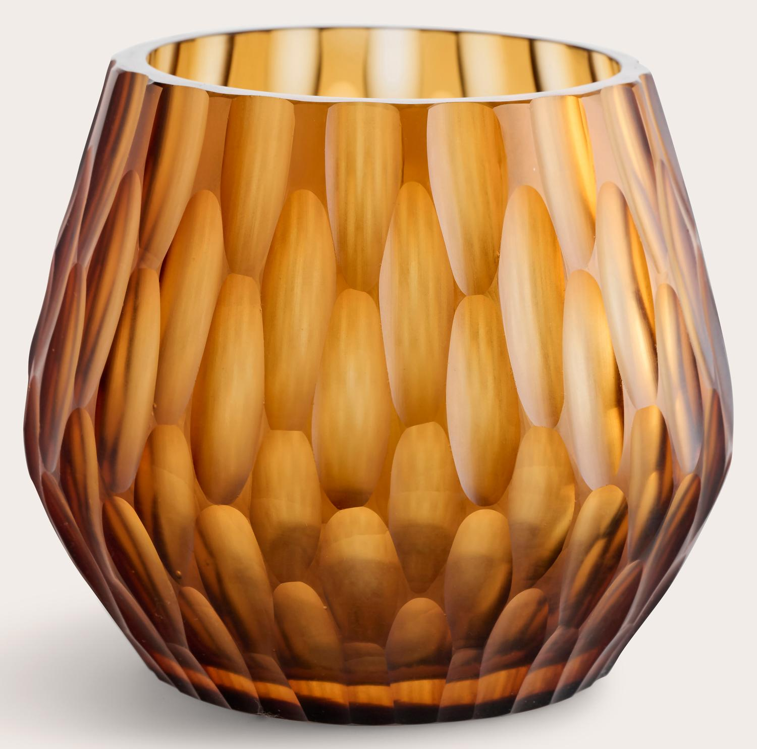 Astoria theelicht glas Butter Brown Ø12xH10cm