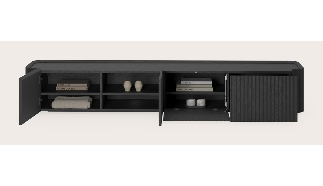 Meuble tv Grivato en chêne noir 219 x 45 cm