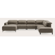 Canapé d'angle U 7 places avec chaise longue gauche, 2 elements médian éléctiques et extrémité ouverte droite