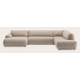 Canapé d'angle U 6,5 places chaise longue (court) XL gauche et extrémité ouverte droite