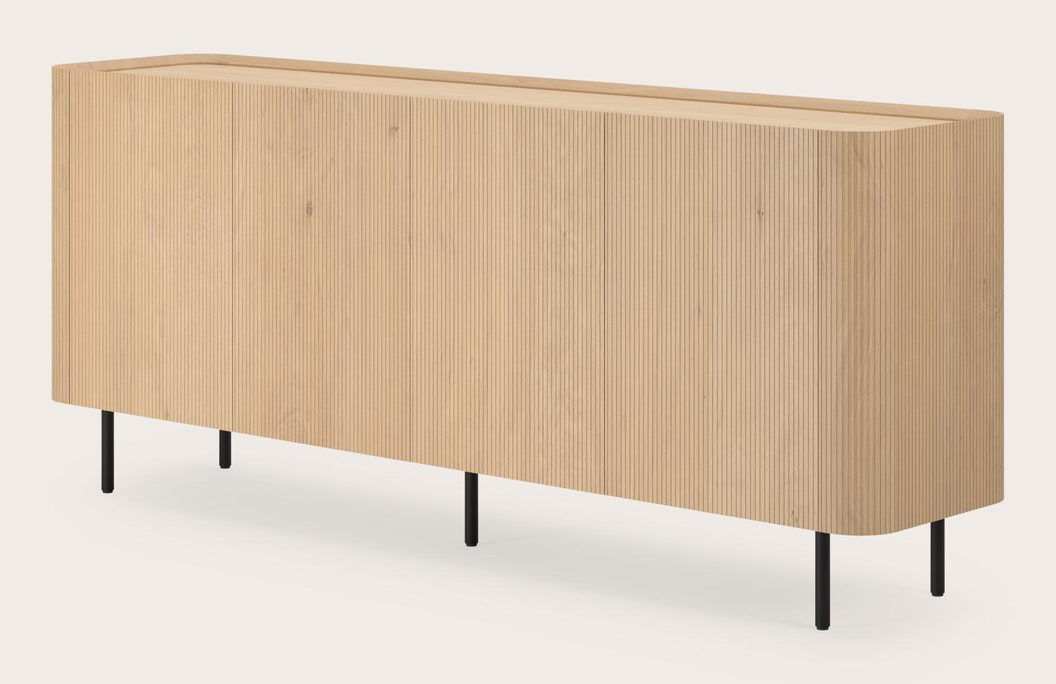 Grivato dressoir in natuurkleurige eik met ronde poten 203 x 45 cm