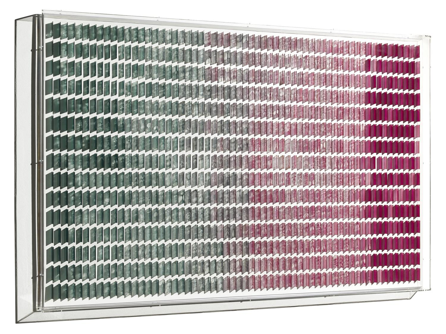 GLASSES wand deco fade blauw/rood glasplaatjes plexi doos 150x100cm