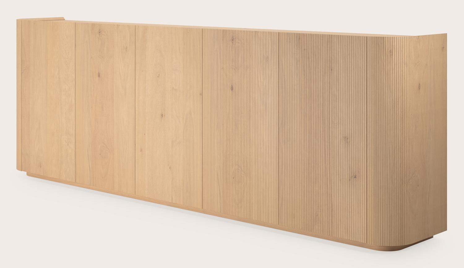 Raffinato hoge dressoir in natuurkleurige eik 279 x 45 cm
