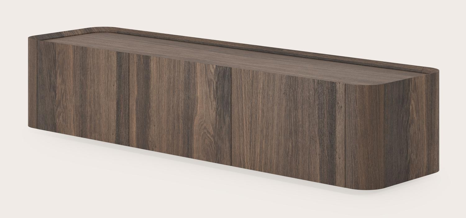 Curvato tv-meubel in gerookte eik 169 x 45 cm