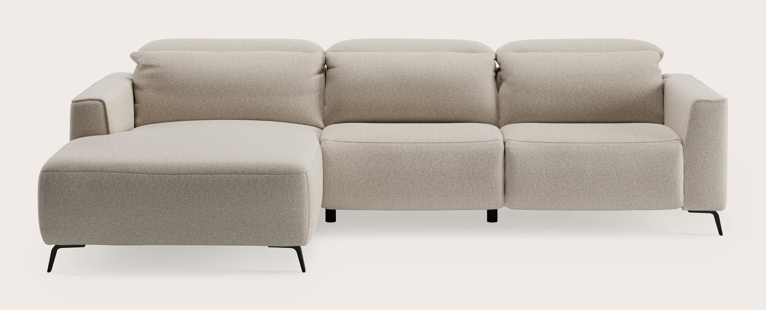 Monza hoekzetel in Brio stof Natural met 2 elektrische relaxfuncties