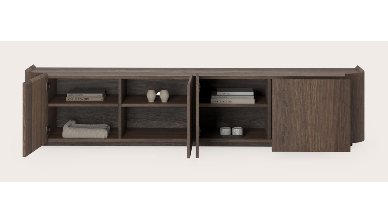 Meuble tv Rondato en chêne fumé 229 x 45 cm