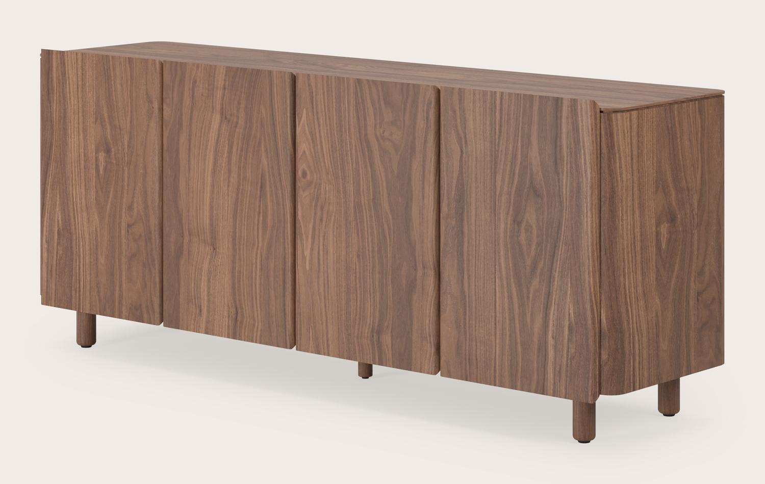 Belloni dressoir in walnoot met ronde houten poten 180x47x62cm