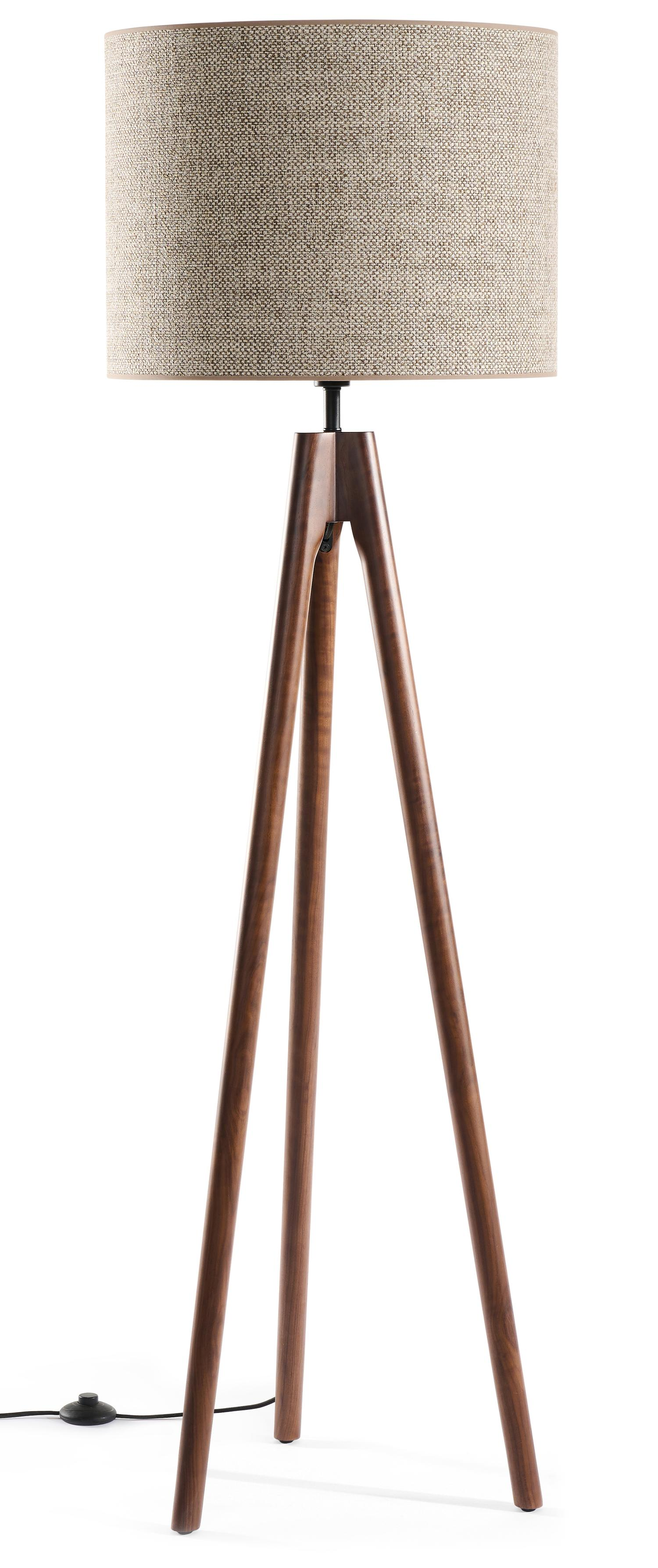 Lampe à poser Trepunto en noyer avec abat-jour Giro en Saverna tissu en couleur Brown Beige