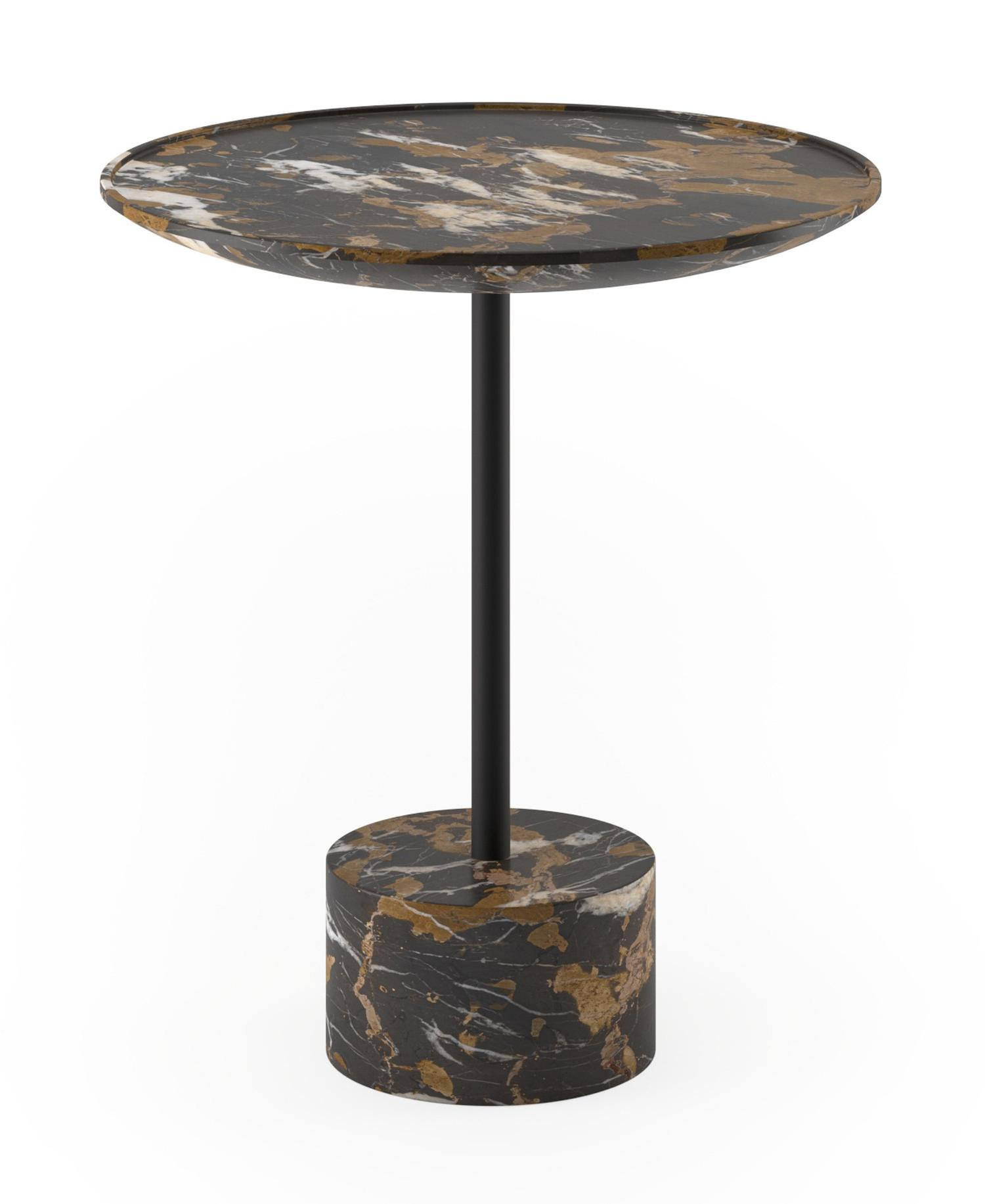 Bijzettafel Coupolo met rond blad in marmer kleur Portoro Brown Ø40 x 45 cm