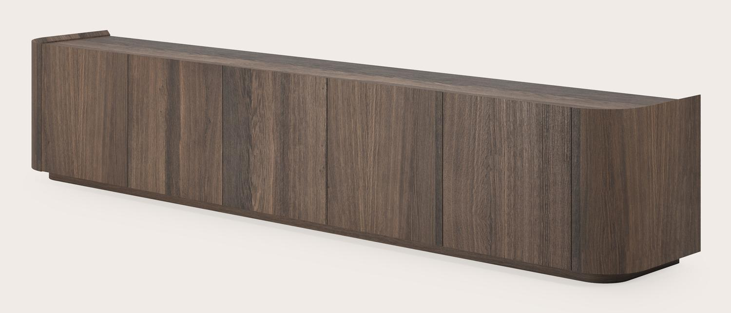 Rondato tv-meubel in gerookte eik 258 x 45 cm