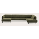 Canapé d'angle U 5,5 places avec chaise longue gauche et extrémité ouverte droite