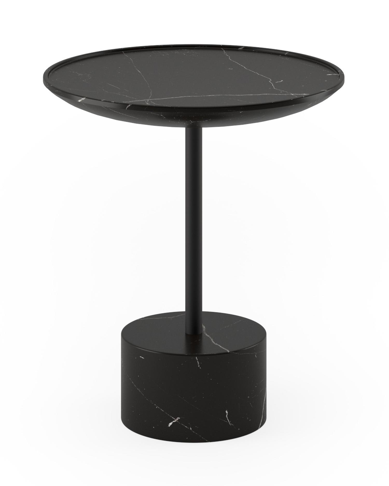 Bijzettafel Coupolo met rond blad in marmer kleur Nero Marquina Ø35 x 40 cm