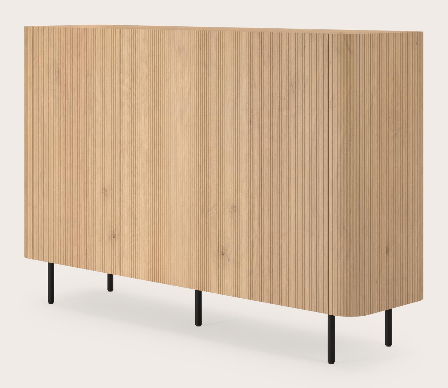 Grivato hoge dressoir in natuurkleurige eik met ronde poten 169 x 45 cm