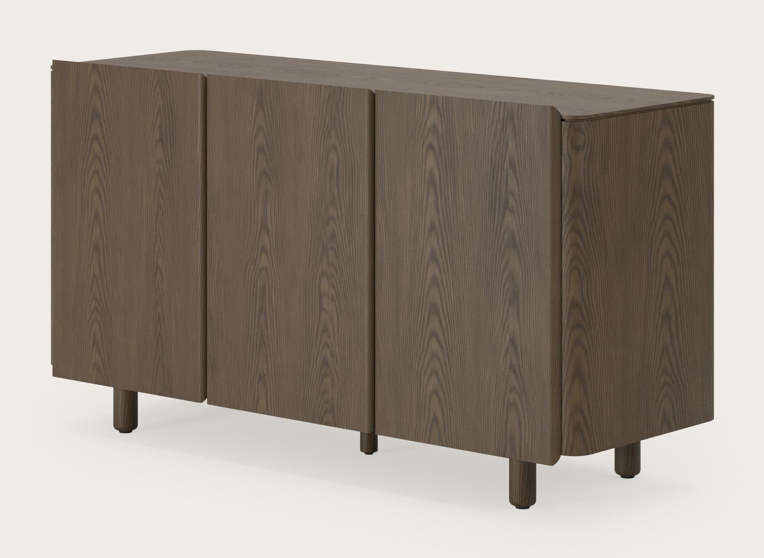 Belloni dressoir in gerookte eik met ronde houten poten  137 x 47 x 75 cm