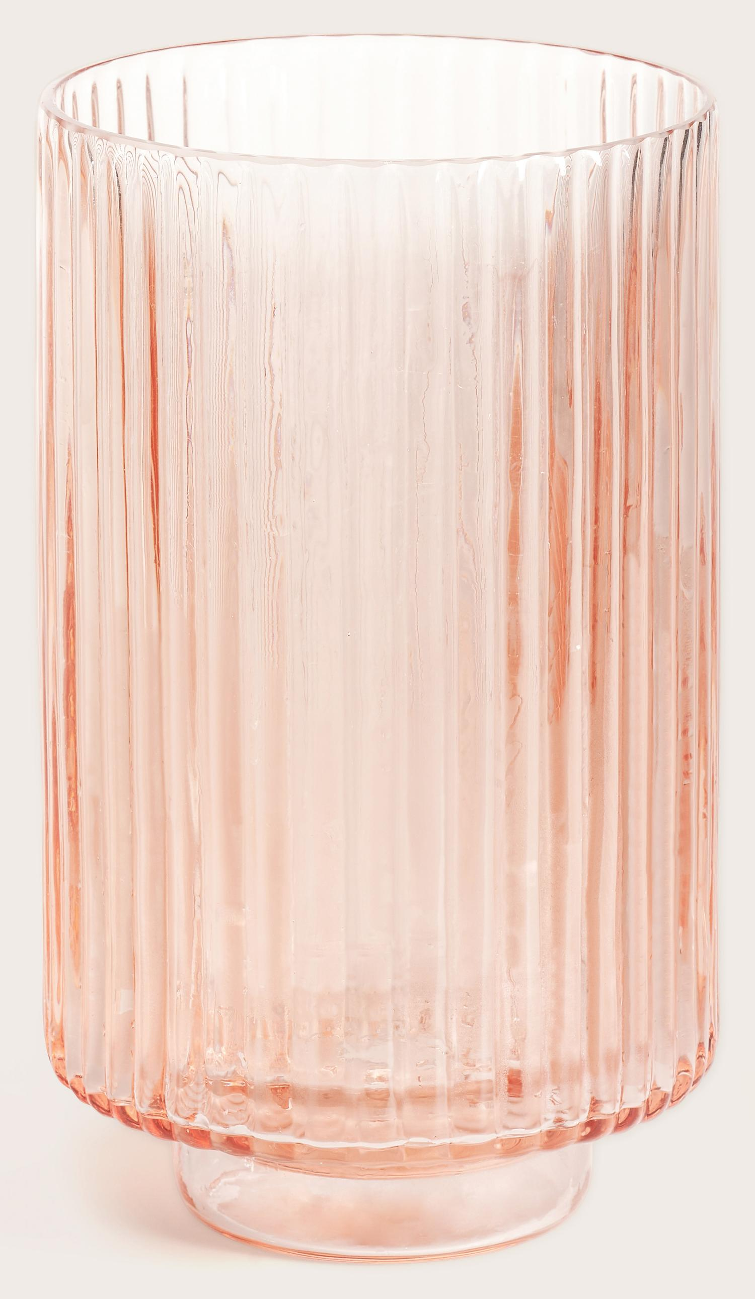 Tribeca vaas geribbeld glas Peach Ø14xH25cm
