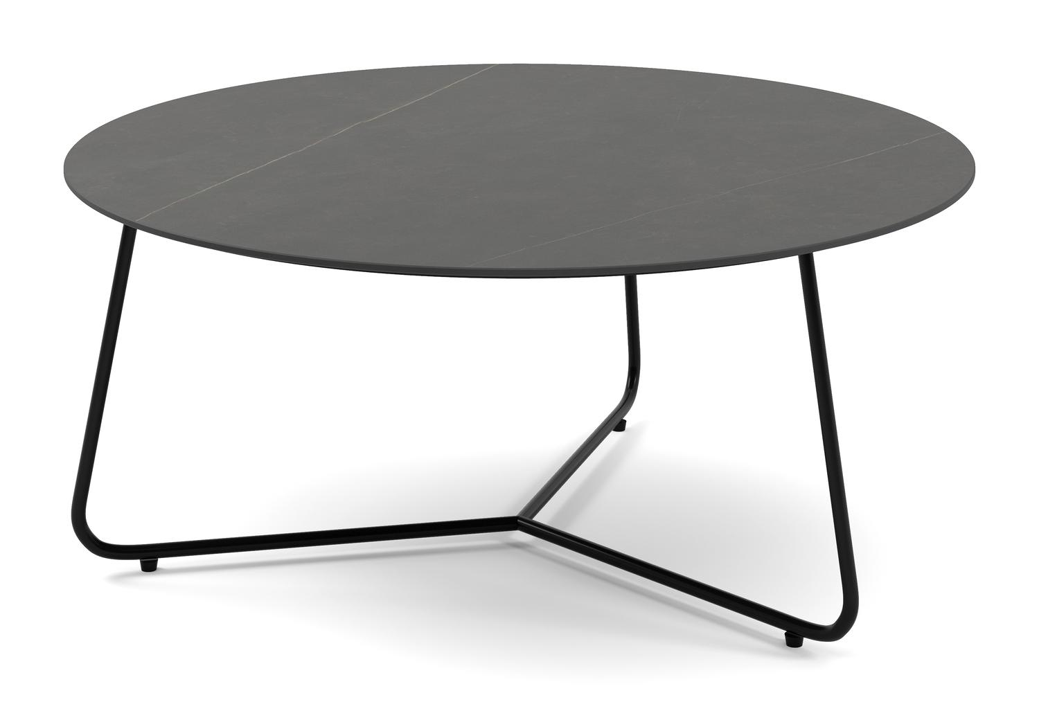 Table basse Marzo armature métal noir avec plateau de table Ceramo en céramique couleur Calatorao