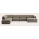 Canapé d'angle U 8 places avec extrémité ouverte ( repose-pieds inclus) gauche et chaise longue droite