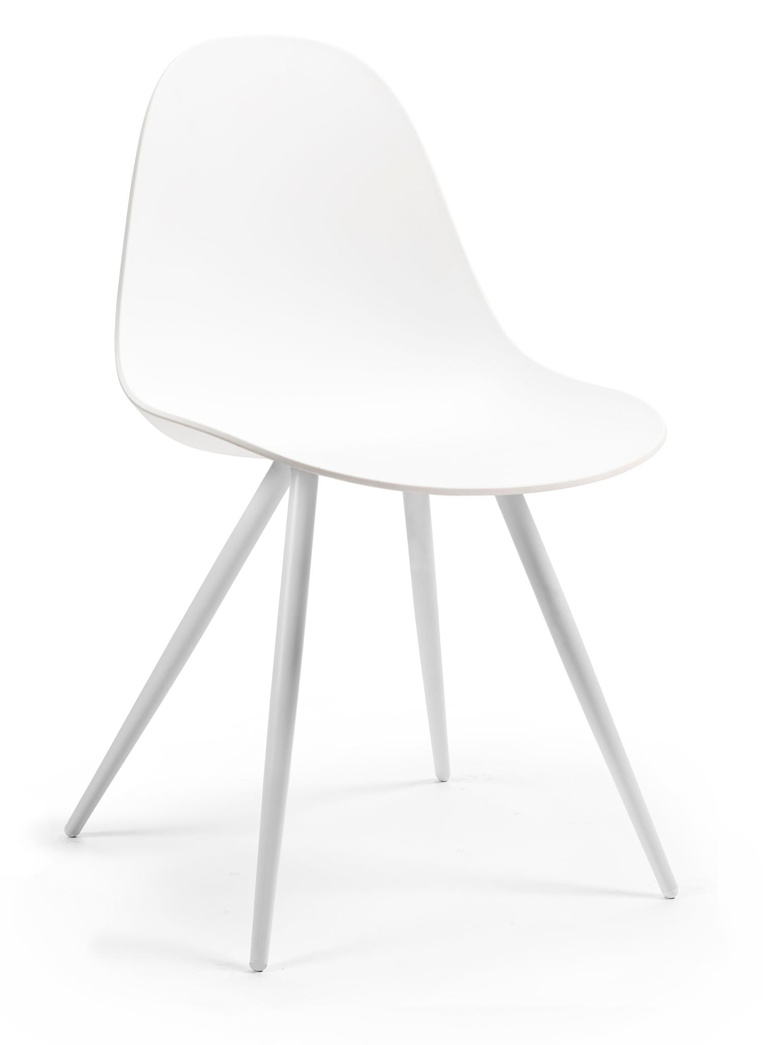 Vasco eetkamerstoel  in PP White met stoelpoot Straight in wit metaal