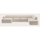 Canape d'angle U 8 places avec chaise longue gauche et extrémté ouverte (repose-pieds inclus) droite