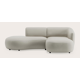 Canapé d'angle L 2 places avec extrémité ouverte gauche et chaise longue droite