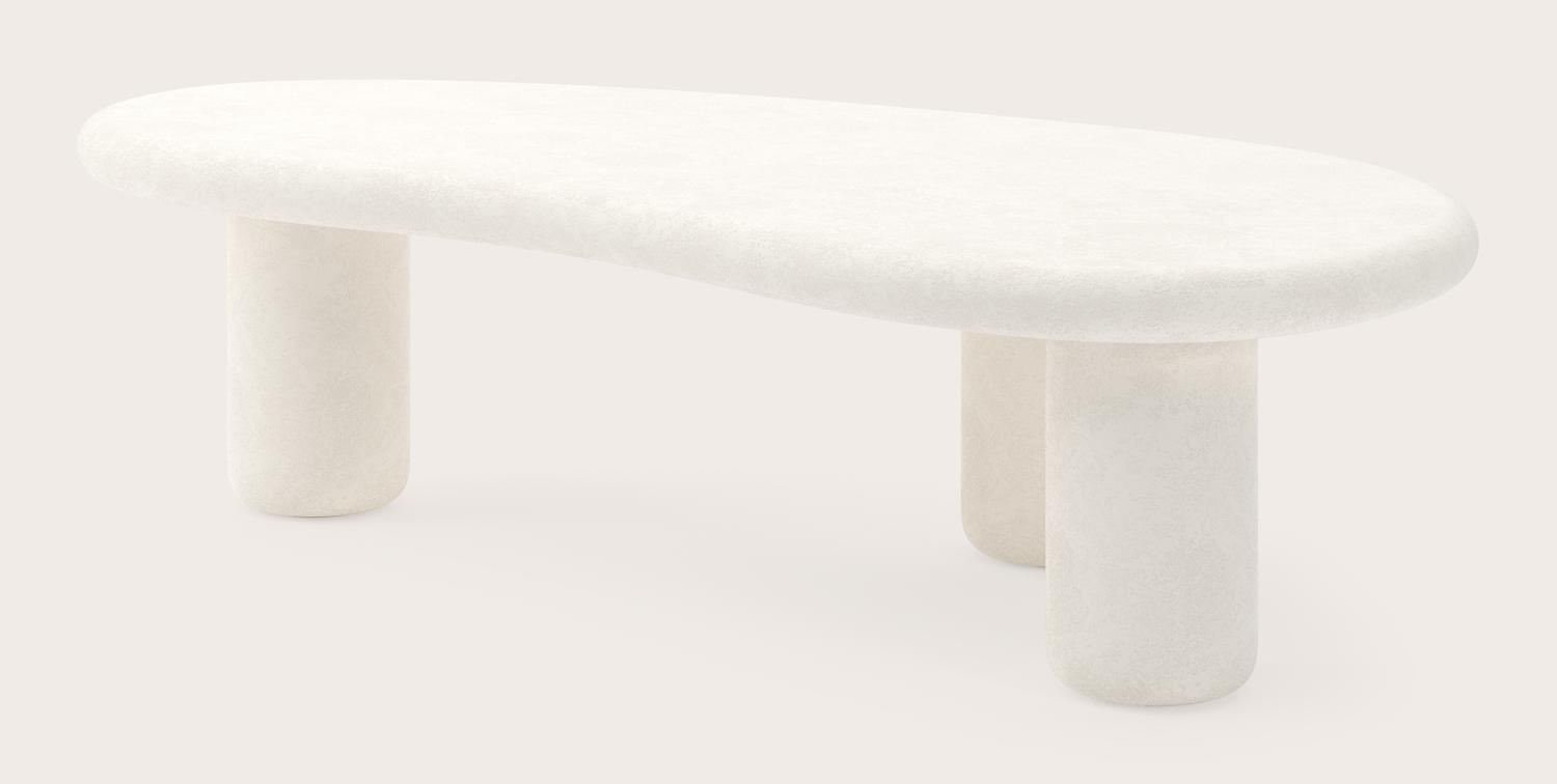 Salontafel Artisano Small onderstel met blobvormig Artisano blad in Claylime kleur 