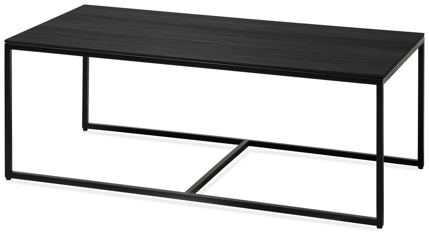 Salontafel Kubo onderstel zwart metaal met Orto blad in zwarte eik