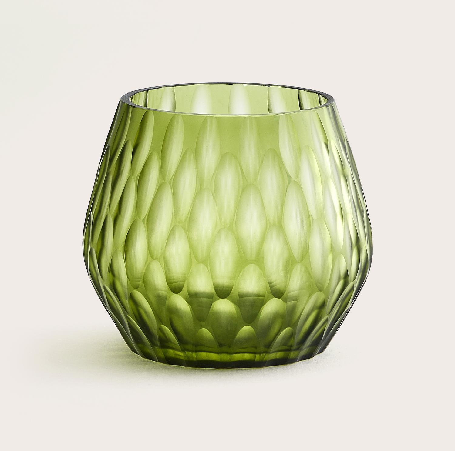 Astoria theelicht glas Unripe Green Ø12xH10cm