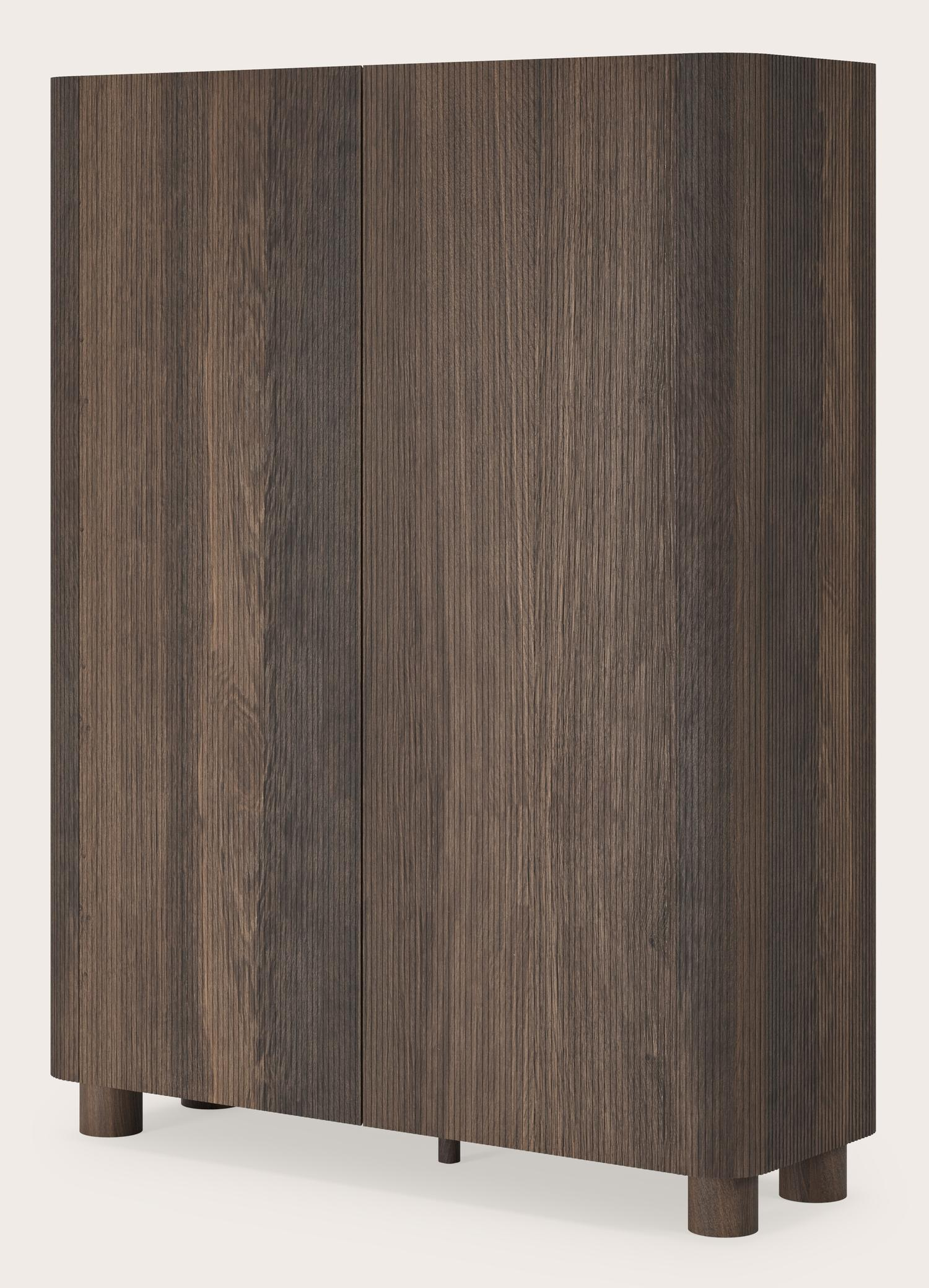 Grivato hoge barkast gerookte eik met ronde houten poten 130 x 45 x 167 cm