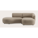 Canapé d'angle L 2 places avec extrémité ouverte gauche et chaise longue droite