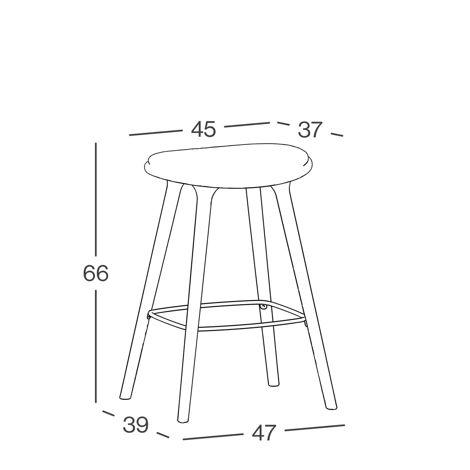 Tabouret de bar basse Olbia en noyer massif avec assise en Dot tissu Ecru