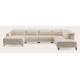 Canapé d'angle U 7 places avec chaise longue gauche, 2 elements médian éléctiques et extrémité ouverte droite