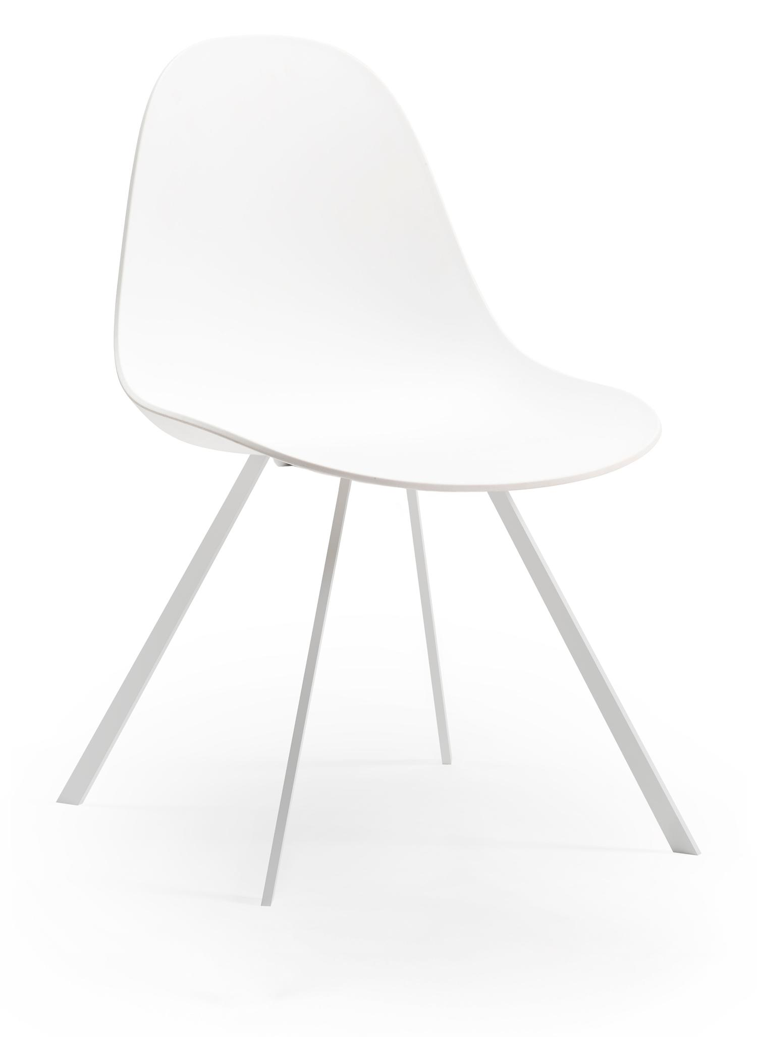 Vasco eetkamerstoel  in PP White met stoelpoot Conical in wit metaal