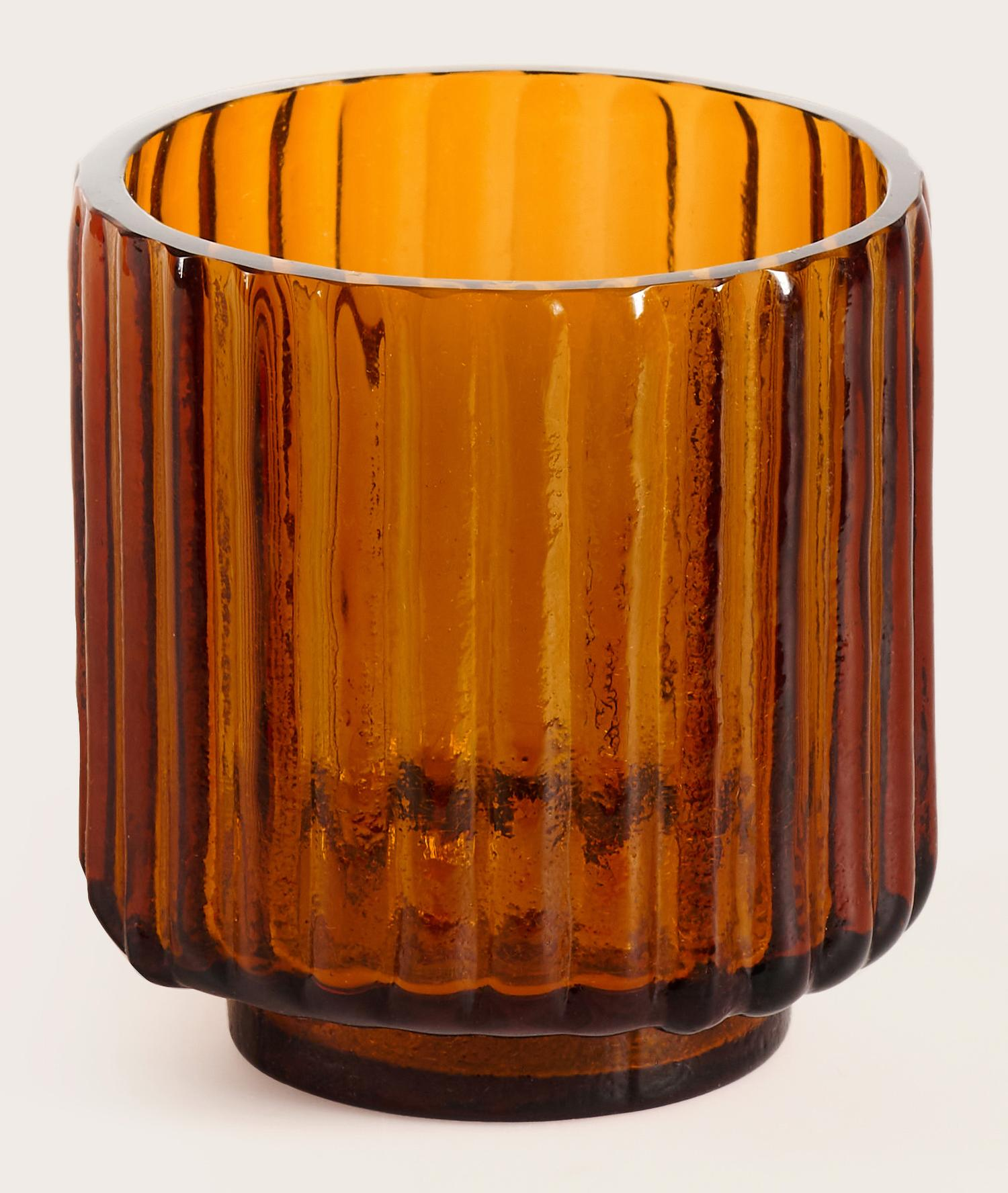 Tribeca photophore rainuré Brown Ø9xH10cm